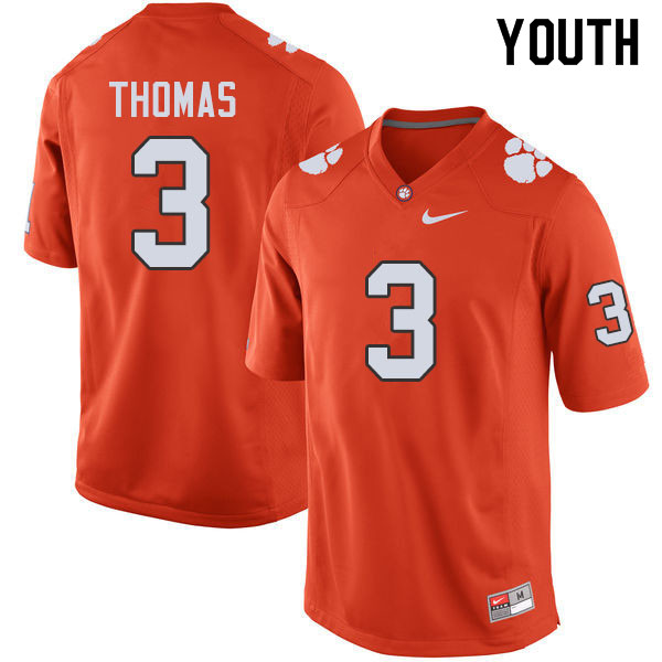 Youth #3 Xavier Thomas Clemson Tigers College Football Jerseys Sale-Orange
